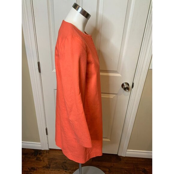 J. Crew Coral Pink 100% Cotton Long Hidden Zip Jacket Coat, Size 4 - Picture 2 of 5